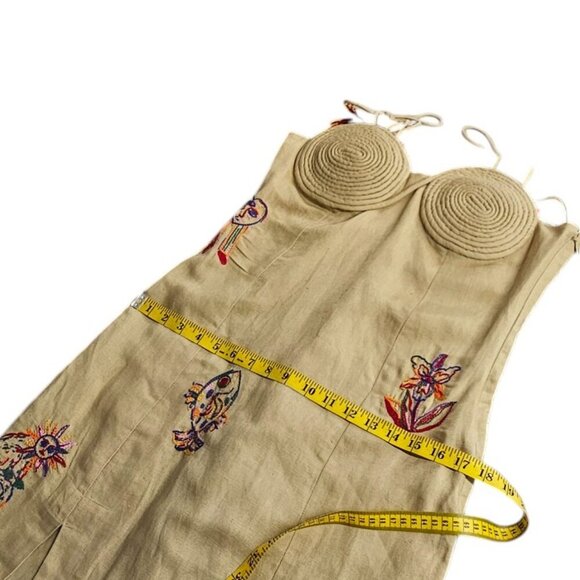 Farm Rio x Anthropologie Embroidered Linen Blend Dress, Embroidered, Beaded, S - Picture 6 of 11